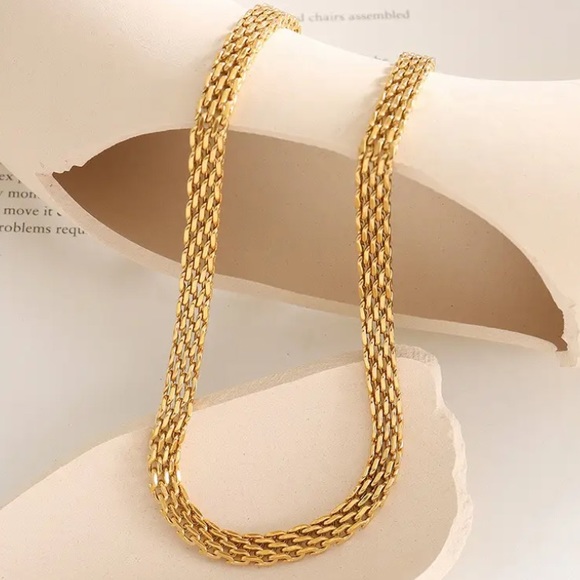 🔵𝟲𝟱%𝗢𝗙𝗙 𝗯𝘂𝗻𝗱𝗹𝗲𝘀 𝟯+🔵 NEW Gold Watch Band Bold Stainless Steel Necklace - Picture 5 of 13